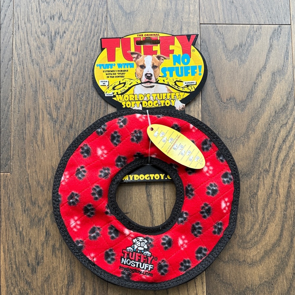Tuffy Red & Black Dog Toy with Paw Prints and squeakers for bigger dogs. 🐾 NWT